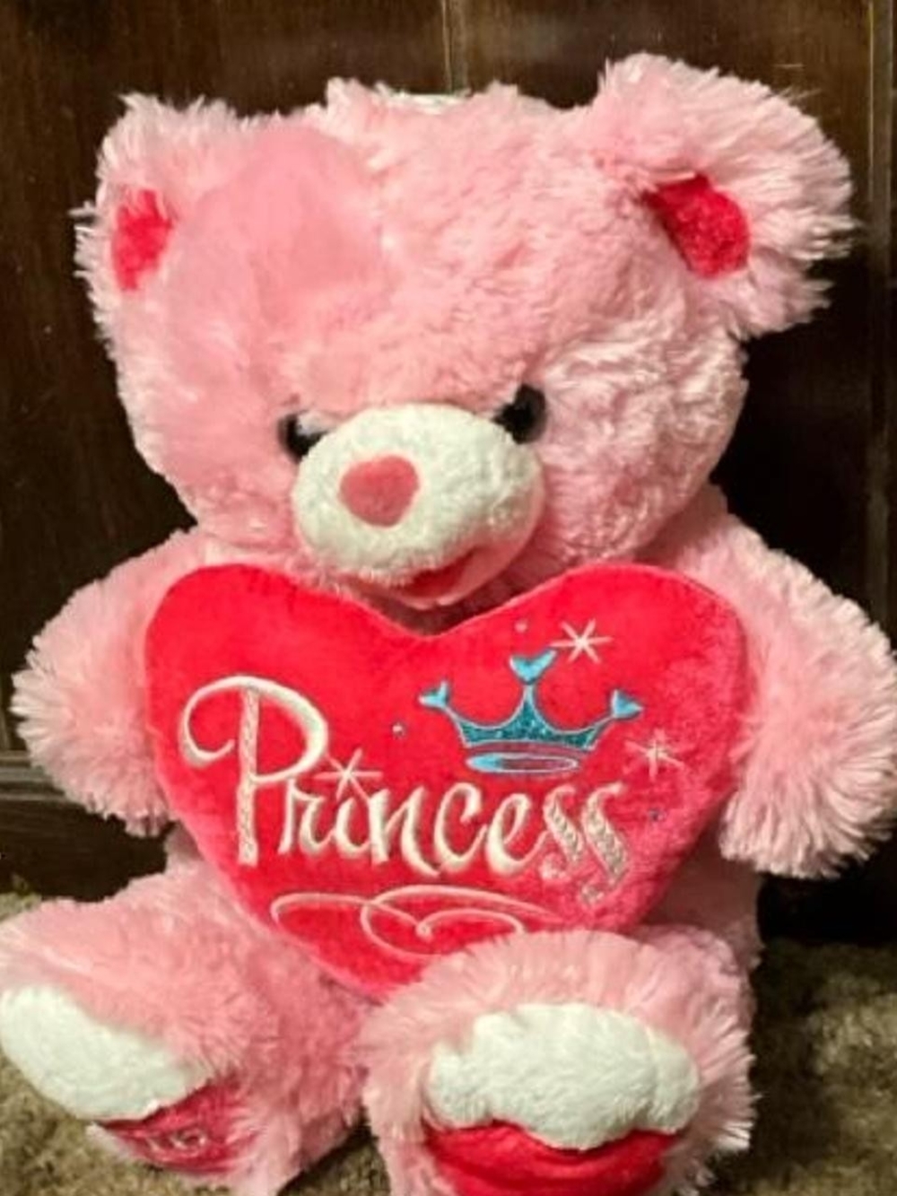 Pink Plush 'Princess' Heart Teddy Bear - Kids Toy